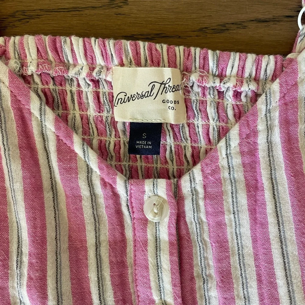 UNIVERSAL THREAD Pink & Gray Striped Tiered Ruffle Maxi Dress Size Small - Picture 7 of 11